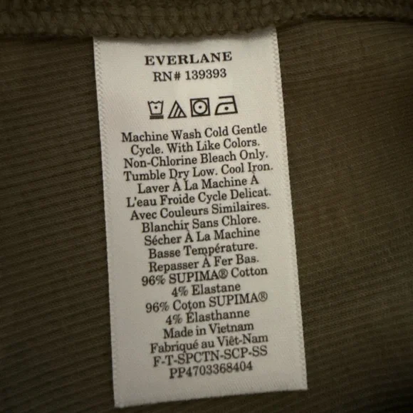 Everlane Luxe Rib Scoop-Neck Tee- Elbow Length Sleeves- Olive Green- Size L- NWT - Picture 5 of 6